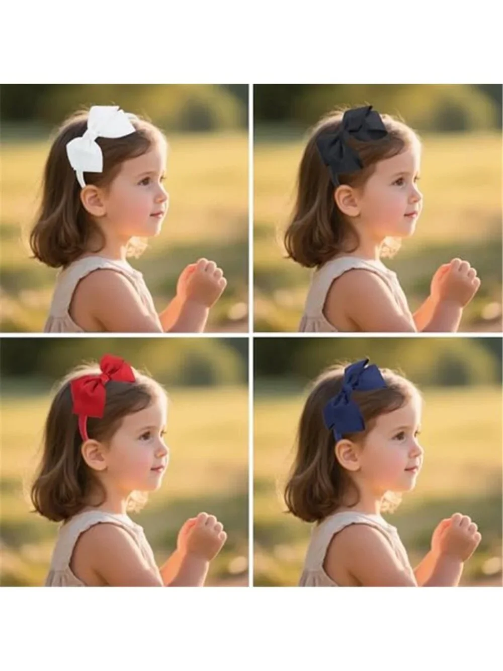 Toddler Grosgrain Ribbon Hair Bow Headband Elastic School Hair Accessory